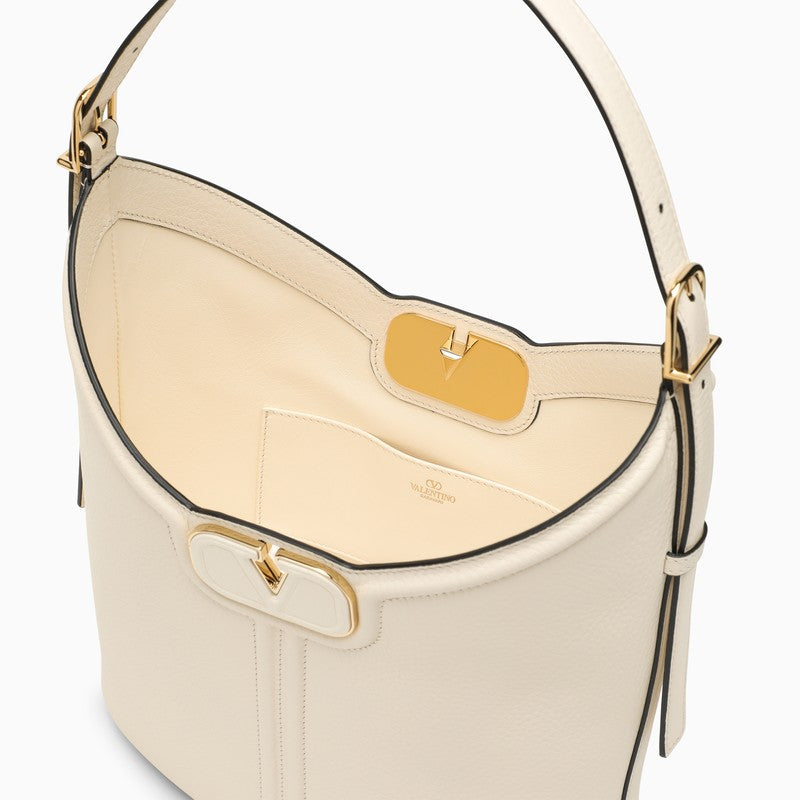 Valentino Garavani Vlogo Ivory Shoulder Bag In Leather Women