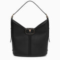 Valentino Garavani Black Vlogo Shoulder Bag In Leather Women