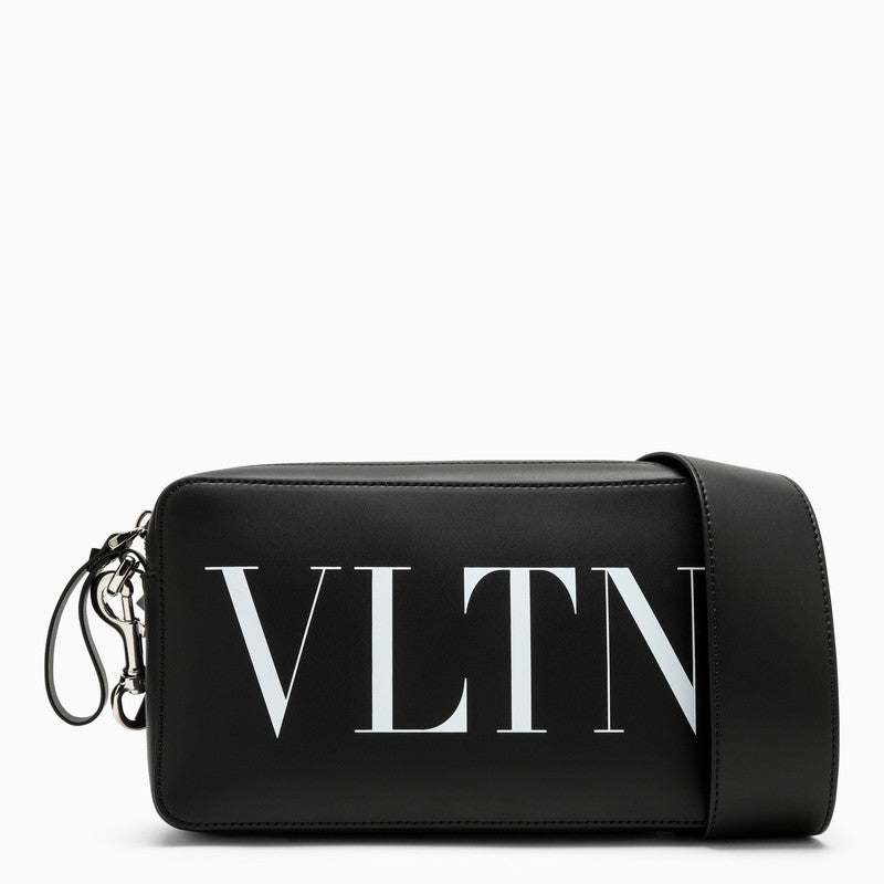Valentino Garavani Black Leather Shoulder Bag With Logo Men