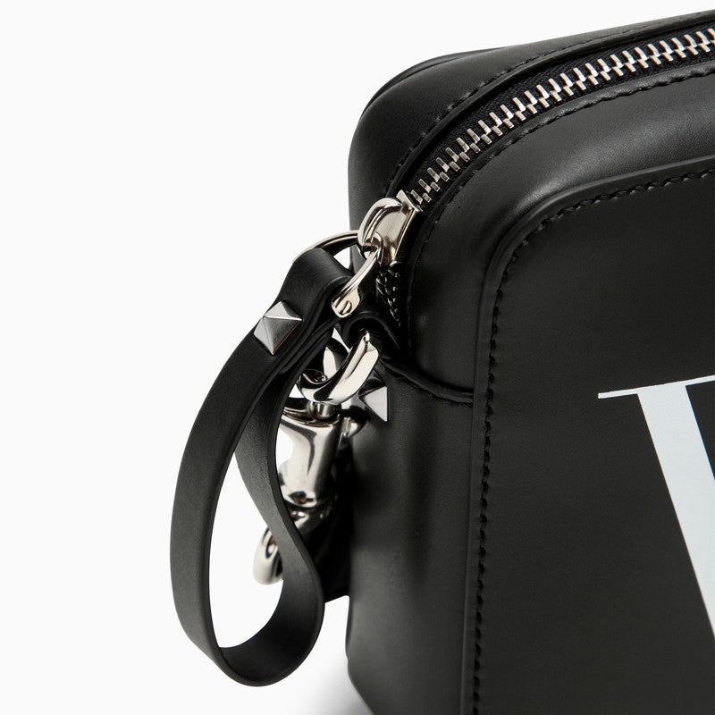 Valentino Garavani Black Leather Shoulder Bag With Logo Men