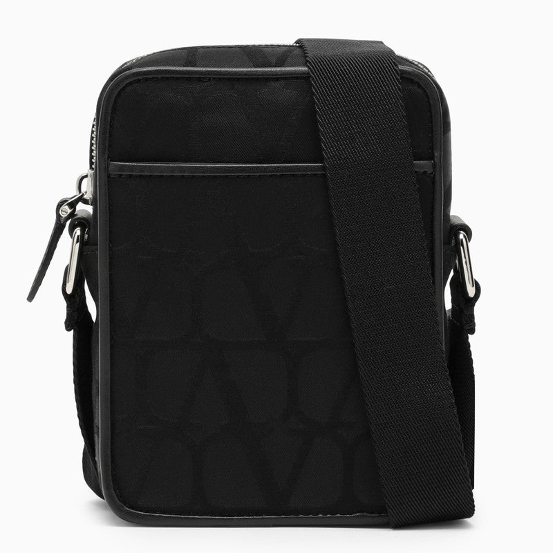 Valentino Garavani Small Black Iconographe Nylon Shoulder Bag Men