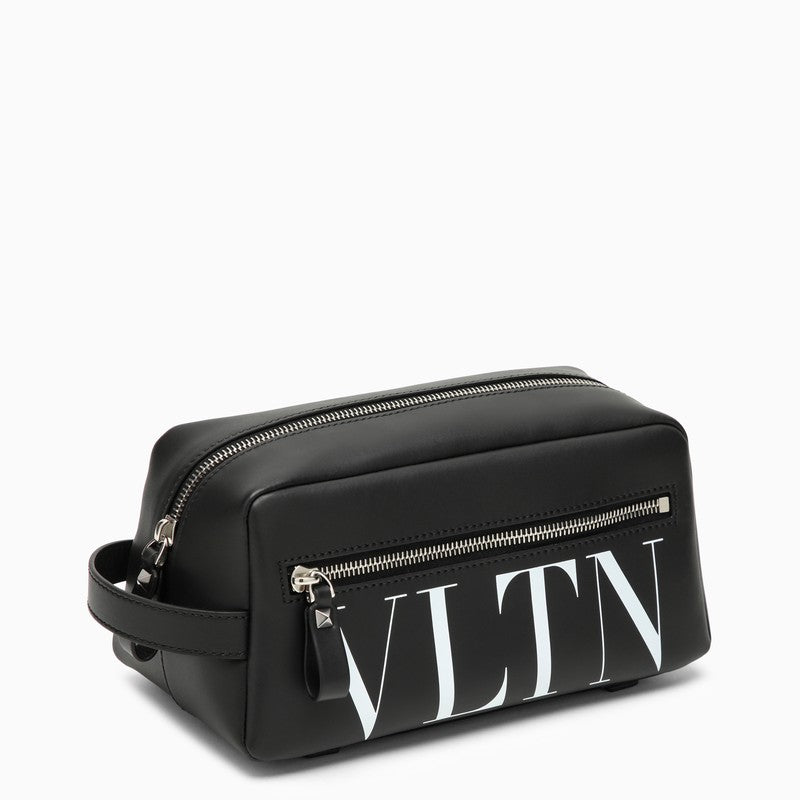 Valentino Garavani Black Leather Beauty Case With Logo Men