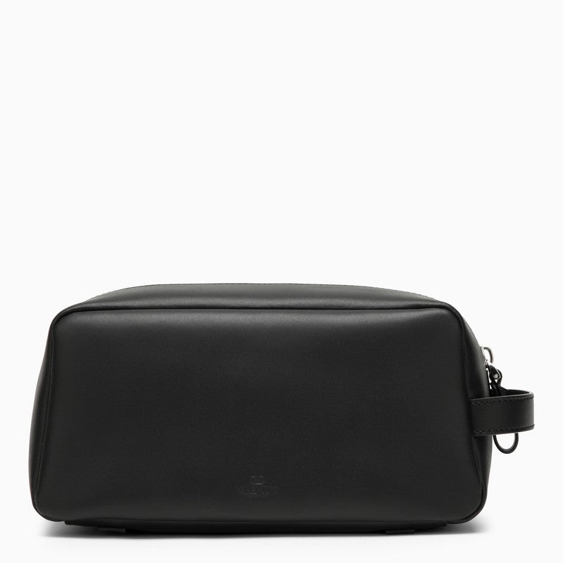 Valentino Garavani Black Leather Beauty Case With Logo Men