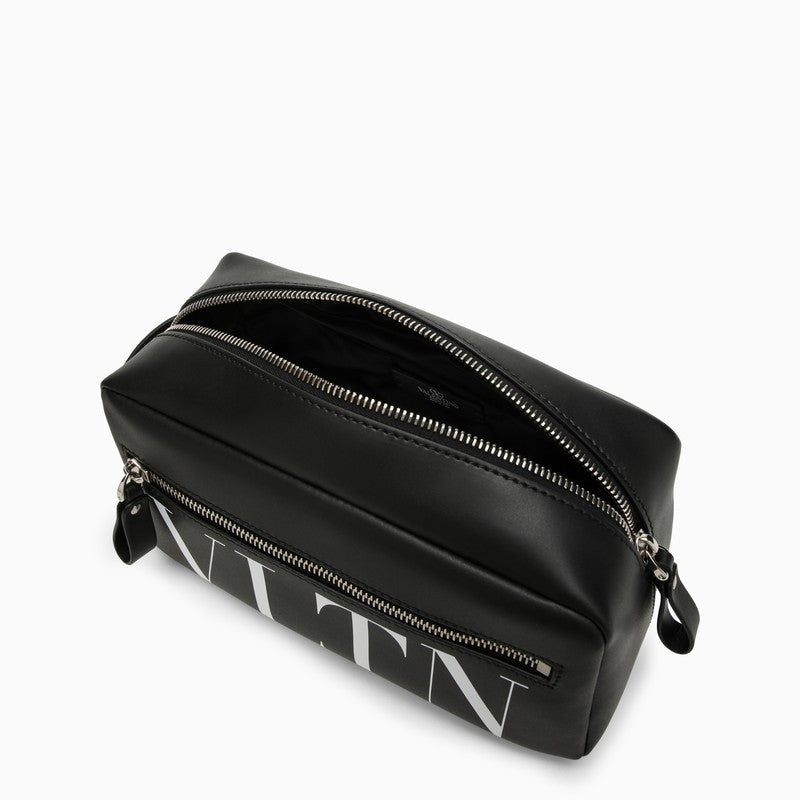 Valentino Garavani Black Leather Beauty Case With Logo Men