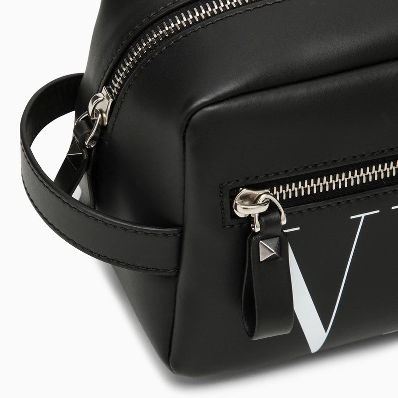 Valentino Garavani Black Leather Beauty Case With Logo Men
