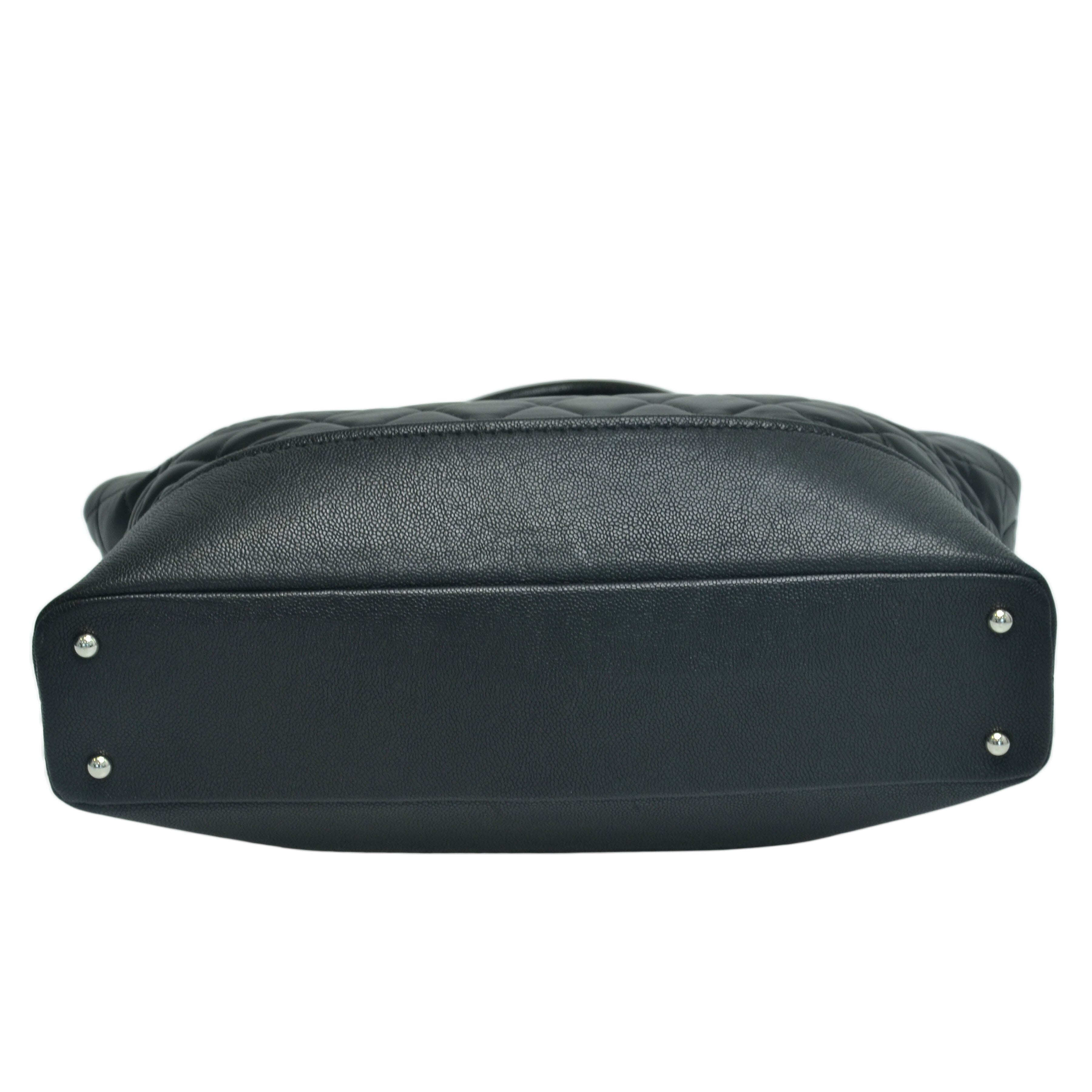 Black Quilted Be CC Double Handle Tote Bag