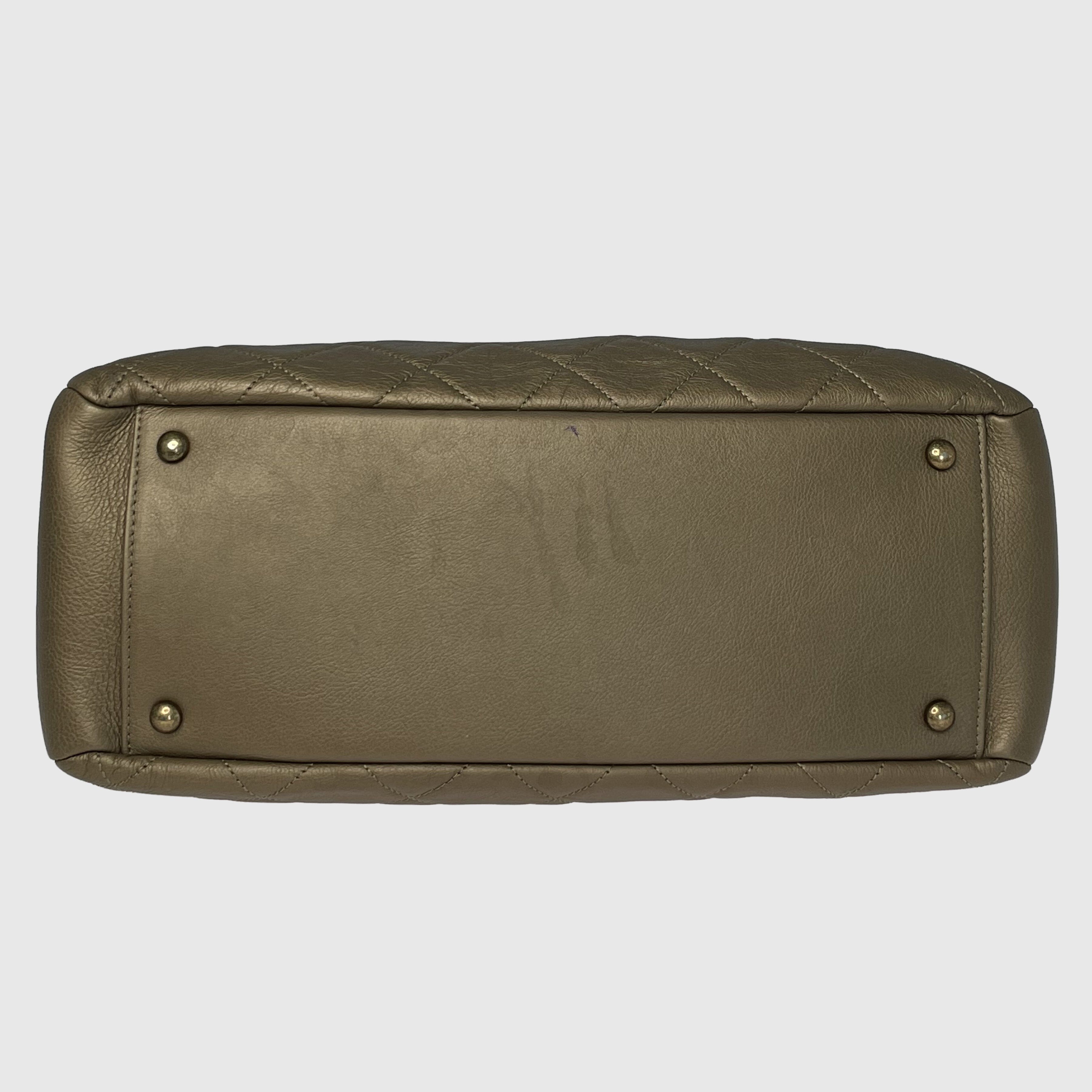 Metallic Bronze Quilted CC Crown Tote Bag