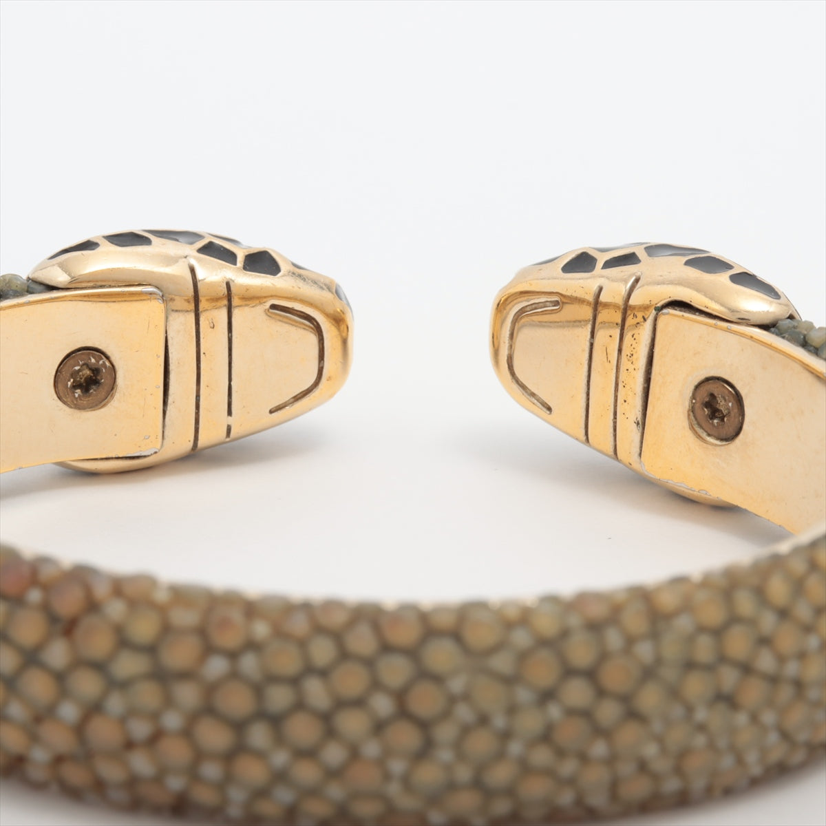 Bvlgari Serpenti Forever Enamel & Galuchat Leather Open Cuff Bracelet