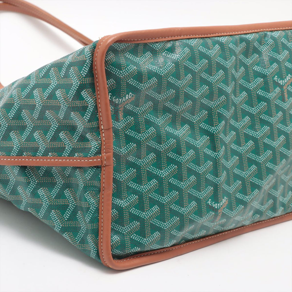 Goyard Goyardine Pertuis GM Reversible Tote Bag Green x Brown