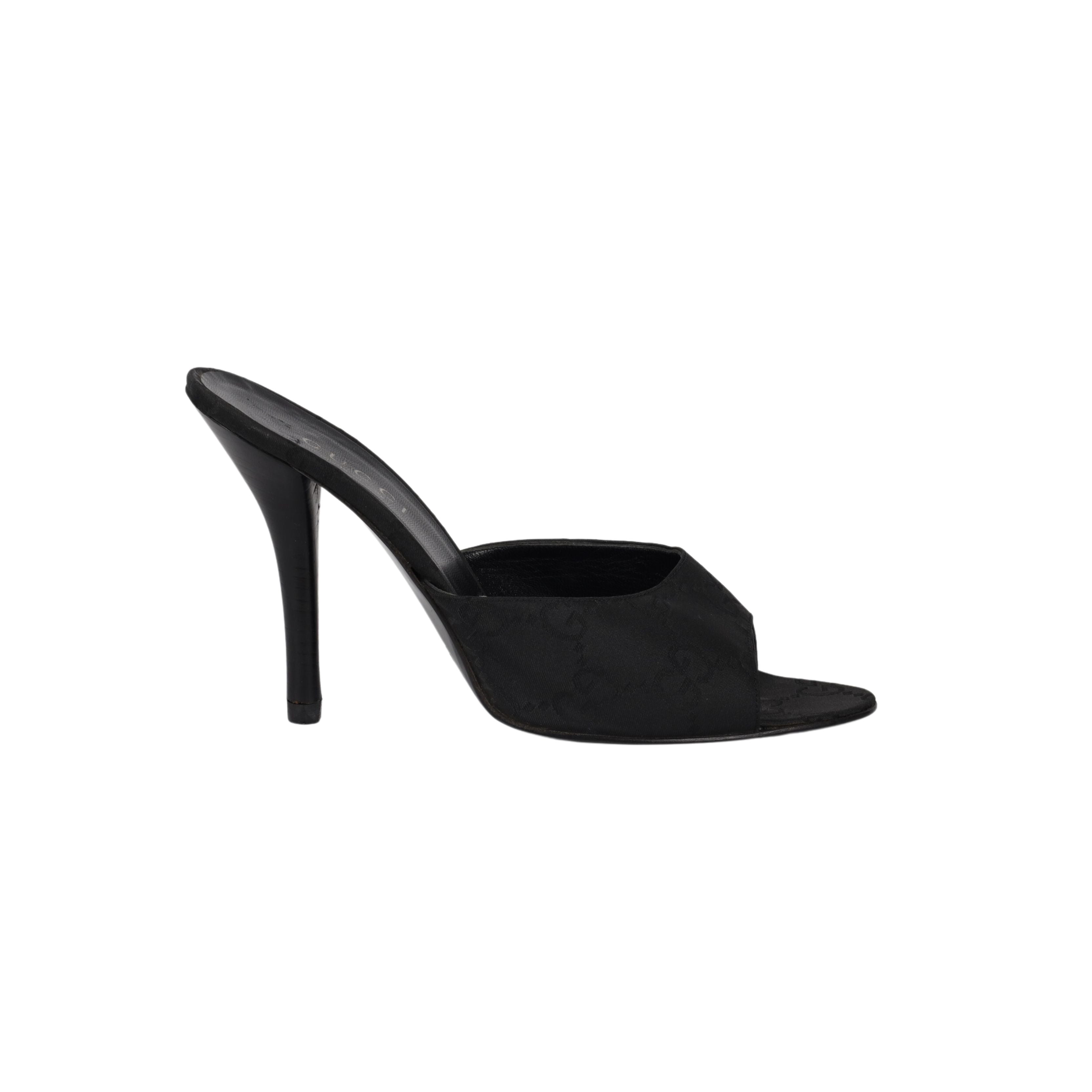 Gucci Monogram Canvas Heel Sandals - '00s