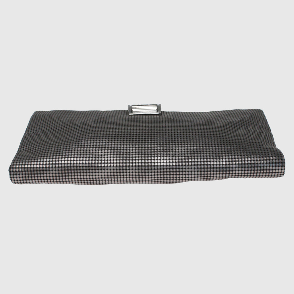 Metallic Silver Laser Etched Clutch