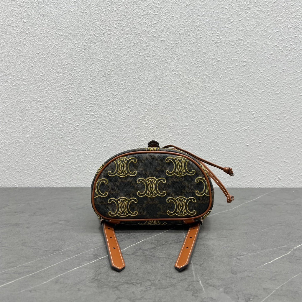 GLAMI Mini Backpack Folco In Triomphe Canvas With Triomphe Heart Embroidery Brown For Women 8in/20cm 197662EF3.04LU