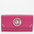 Dior Leather Round Logo Flap Continental Wallet