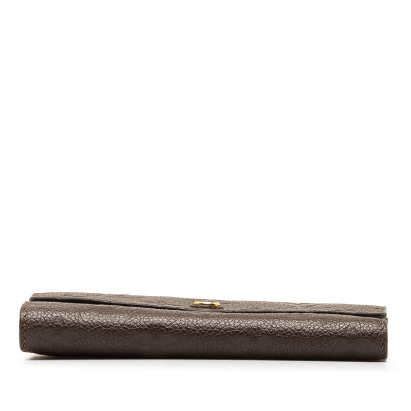 Louis Vuitton Monogram Amplant Portefolio Curry Compact Three Fold Wallet M60543 Tear Brown  Leather  Louis Vuitton