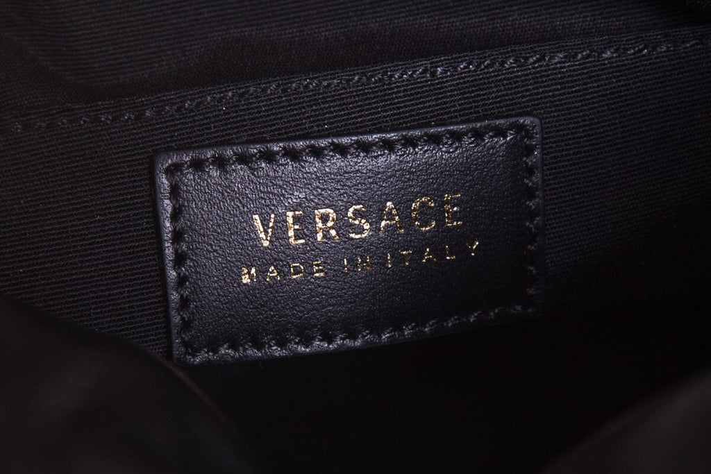 Versace La Medusa Black Quilted Nappa Leather Bucket Bag