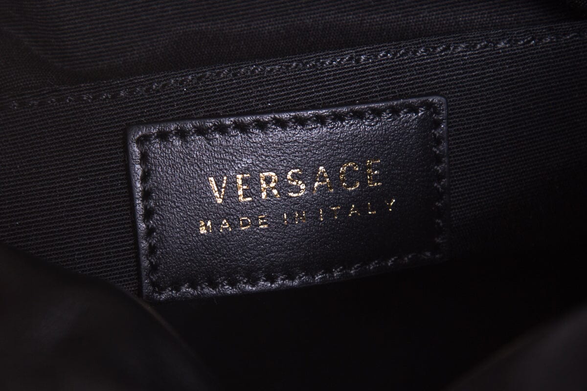 Versace La Medusa Black Quilted Nappa Leather Bucket Bag