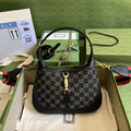 gg Jackie 1961 Small Shoulder Bag Black And Ivory gg Denim Jacquard For Women 11in/28cm 678843 UN3AG 1294