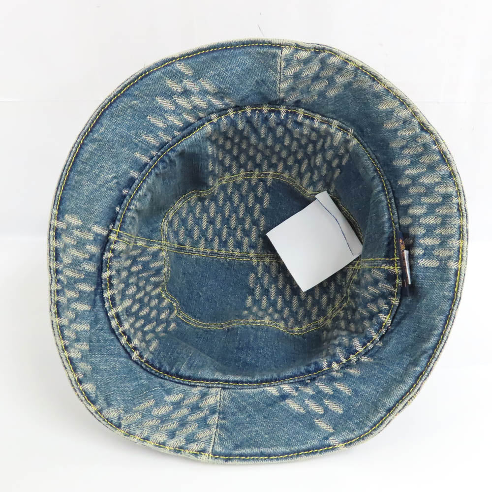 Louis Vuitton NIGO Bonnet Denim MP3242 LV Made Square Bucket Hat Monogram Damier Giant Wave M Size Cotton Blue Small