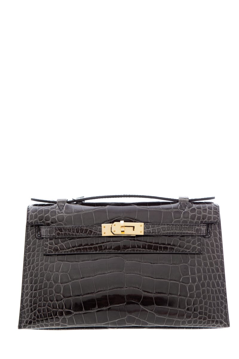 HermÃƒÆ’Ã‚Â¨s 2018 Graphite Smooth Alligator Ensis Kelly Mini Pochette