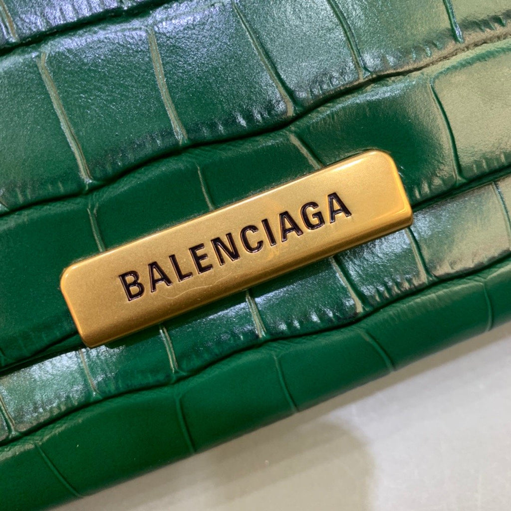 Balen Triplet Small Bag CrocoGLAMIle Embossed Green, For Women,  Bags 8.3in/21cm