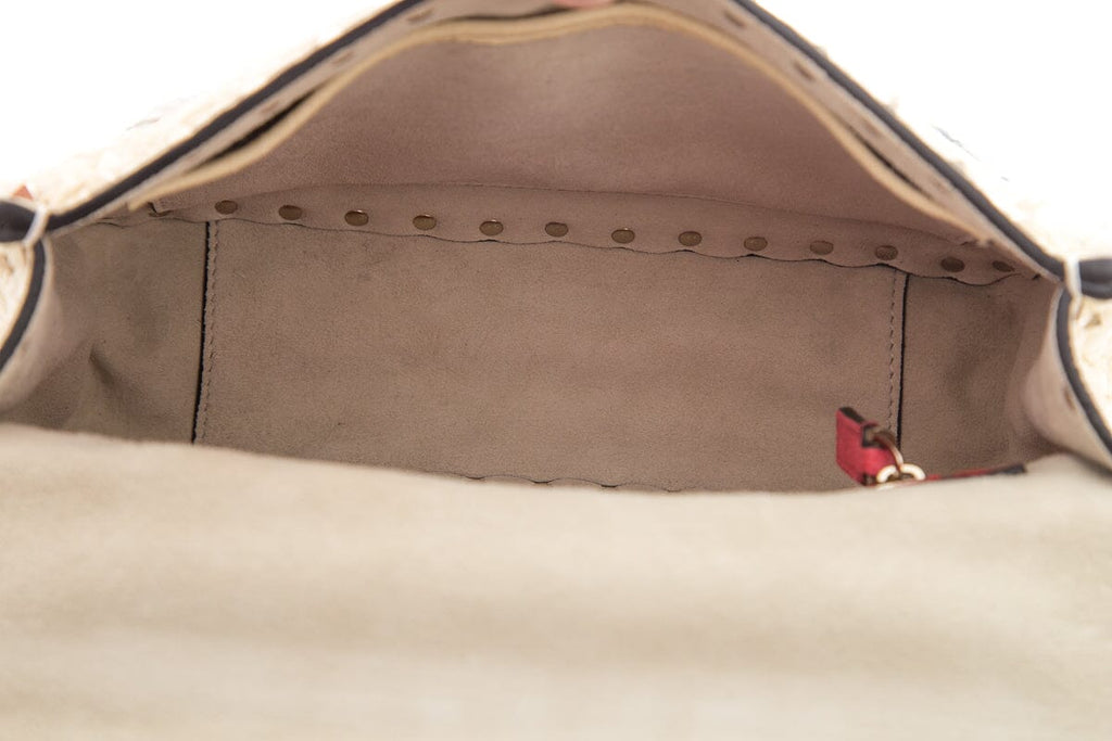 Valentino Ivory Rockstud Sequin Butterfly Handbag