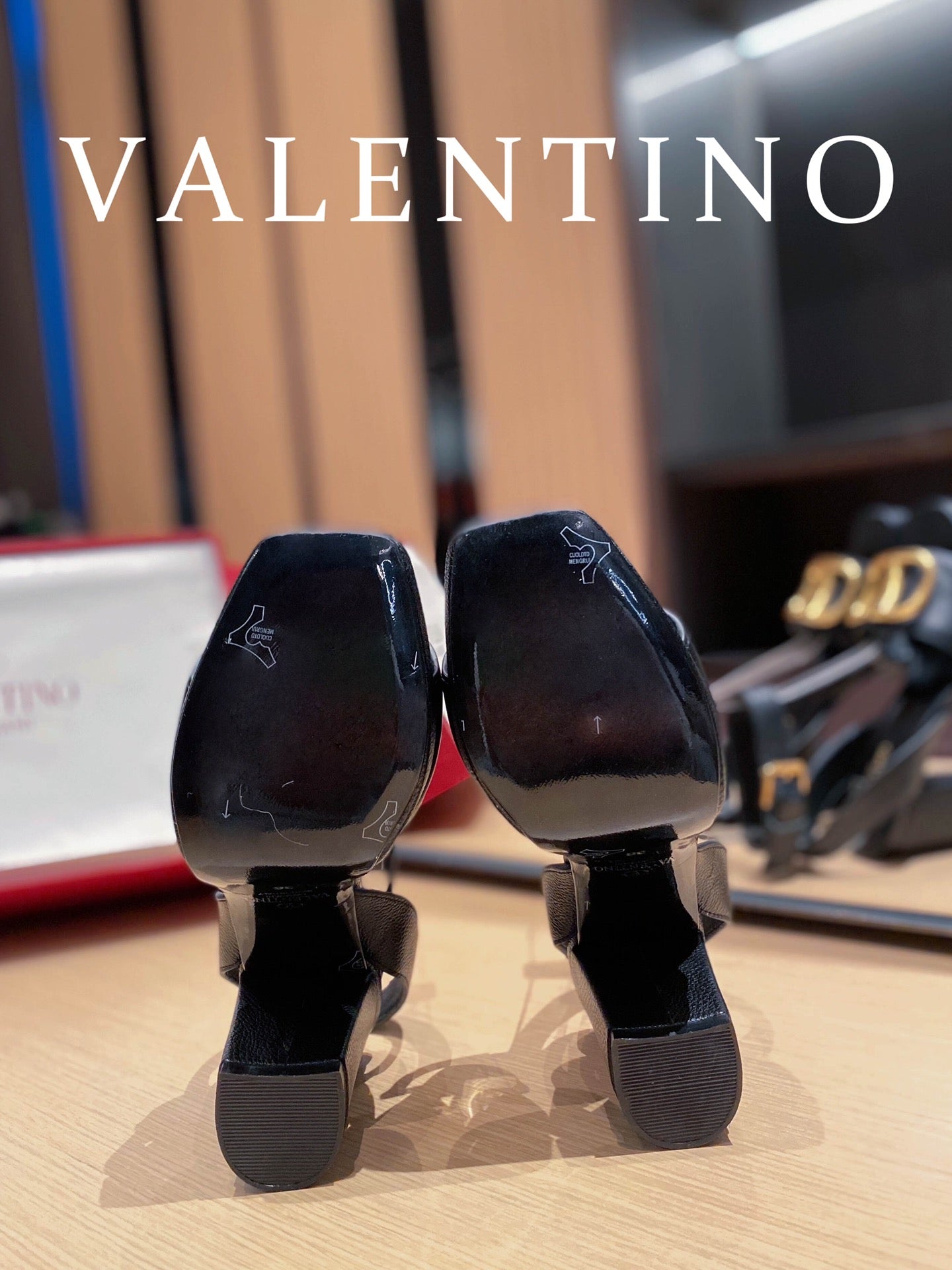 Valentino Garavani Strap Heeled Sandals With V Logo Signature EmbellisGLAMIent Black For Women