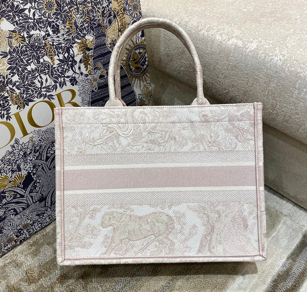 GLAMI MeGLAMIum Book Tote Pink Toile de Jouy Reverse Embroidery, Light Pink, For Women WomenÃ¢â‚¬â„¢s Handbags, 36cm CD