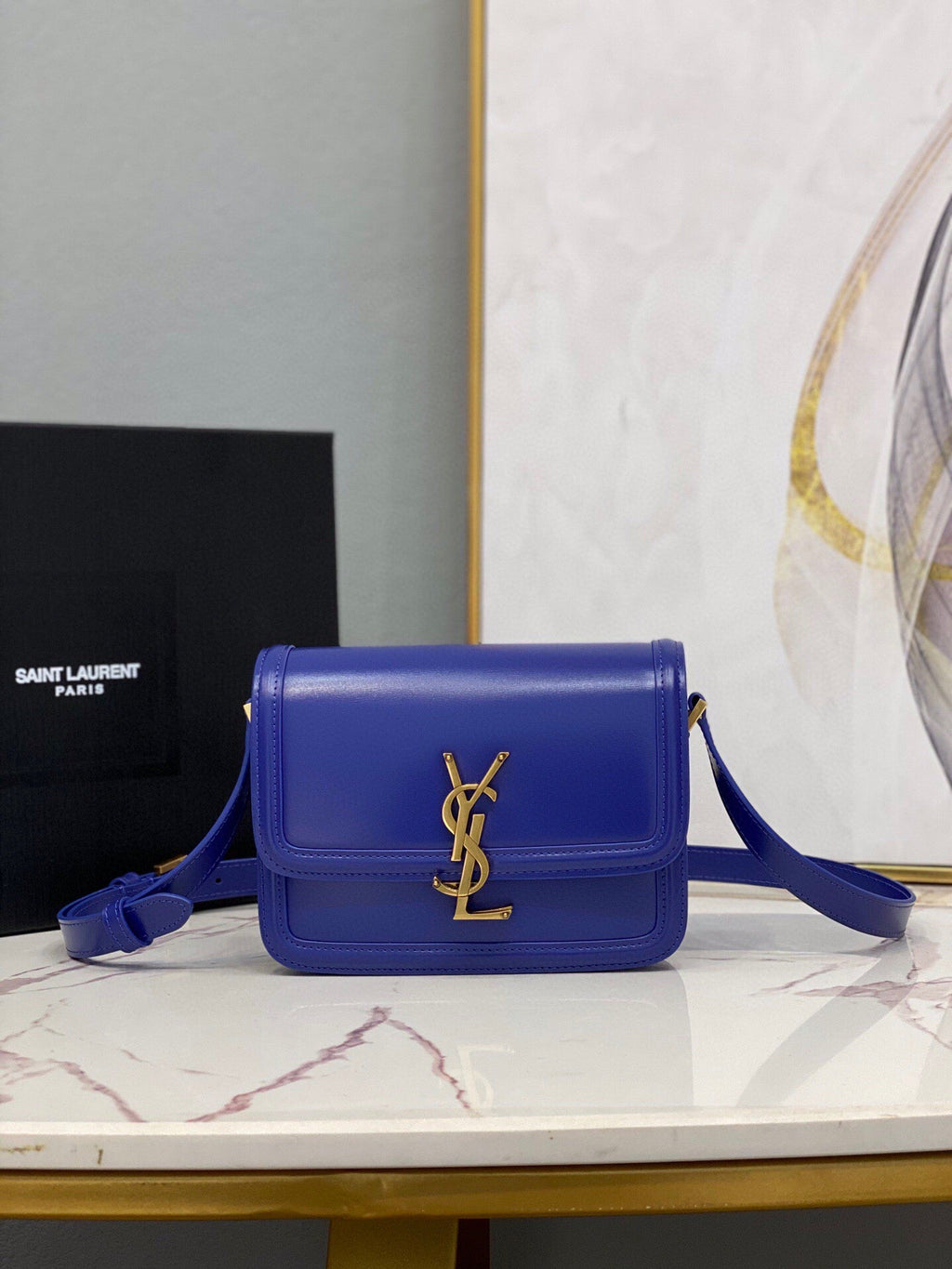 GLAMI Solferino MeGLAMIum Satchel In Box Navy Blue For Women 9in/23cm YSLÃ‚Â 6343050SX0W4147