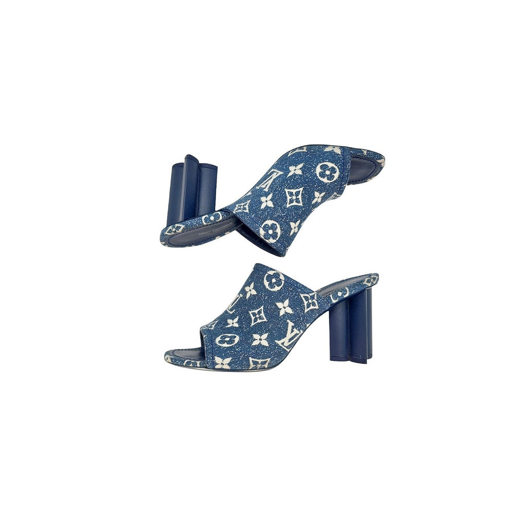 Louis Vuitton Denim Monogram Silhouette Mules size 38.5