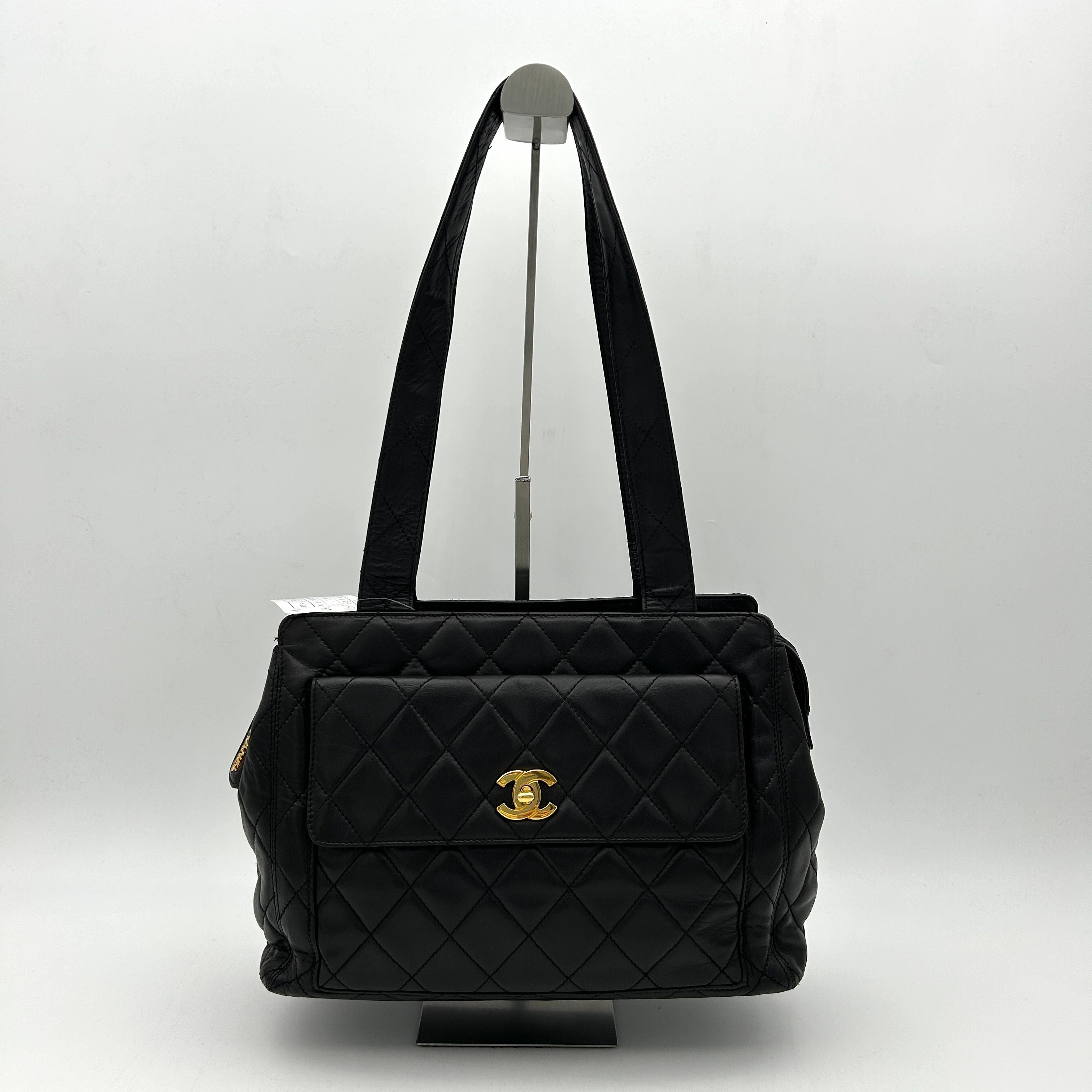 Chanel Vintage Quilted CC Pocket Tote - Black Totes, Handbags ch9993vf