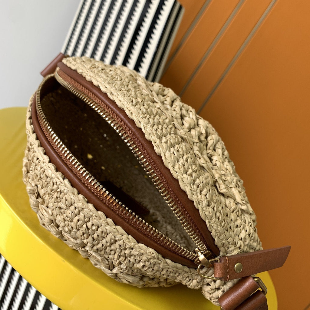 GLAMI Sac Rond Bag In Raffia For Women 8.3in/21cm YSL Brown 685601GAAAA2080
