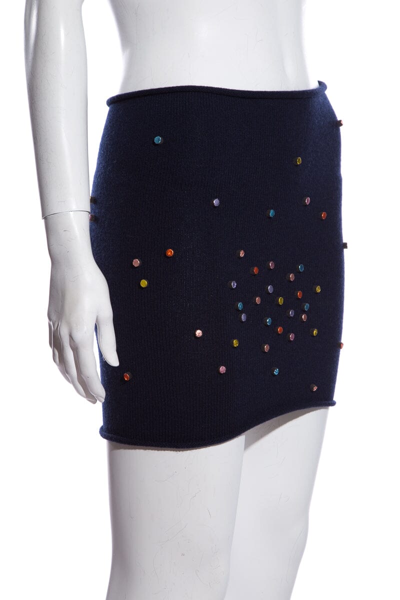 Chanel Confetti Cashmere Navy Skirt SZ 34