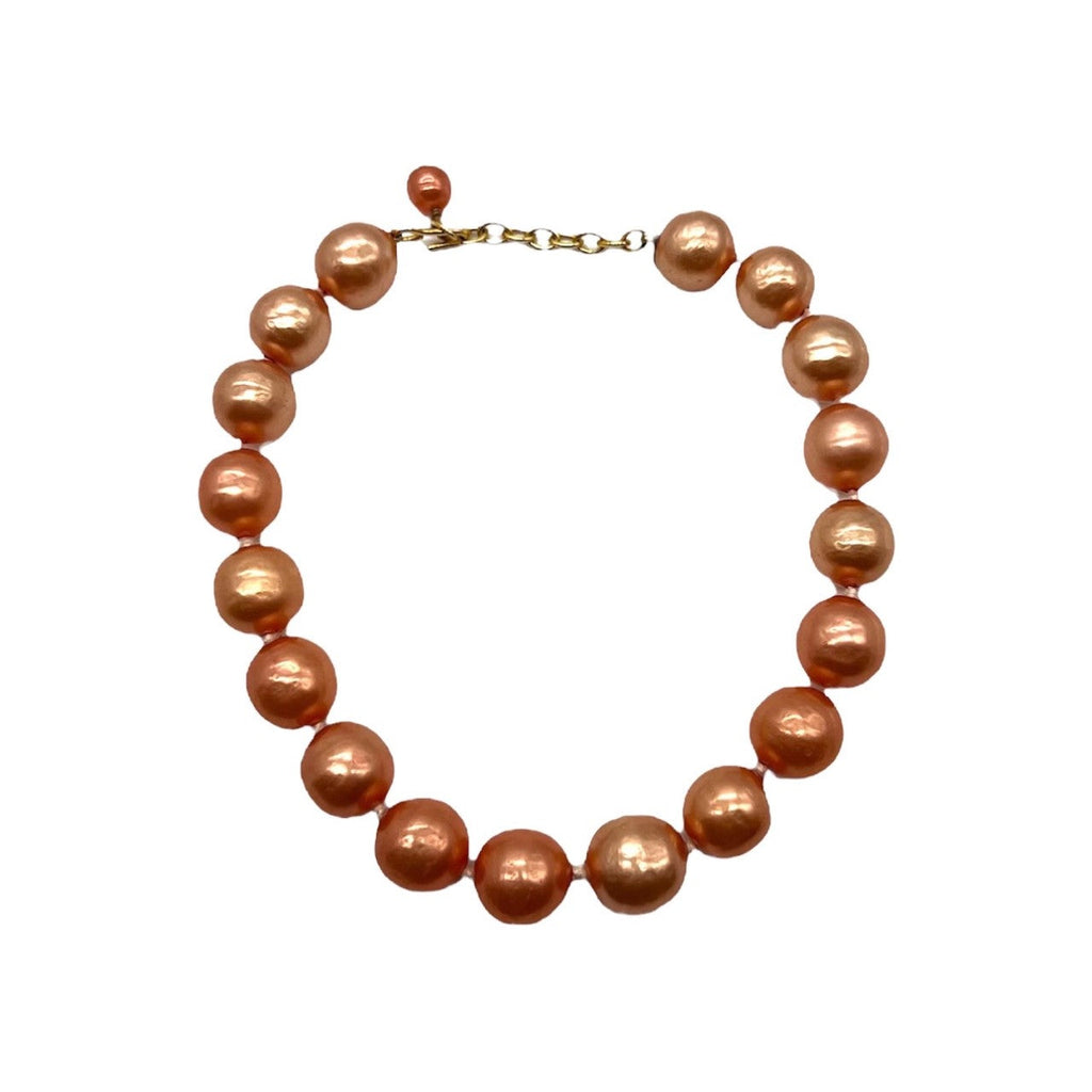 Vintage CHANEL Peach Synthetic Pearl Necklace