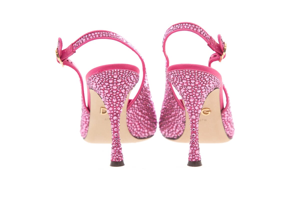 Dolce & Gabbana Pink leather Crystal Embellished Heels SZ 37.5