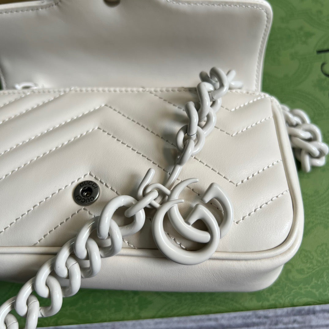 gg Marmont Super Mini Bag White For Women, Women’s Bags 6.2in/17cm gg