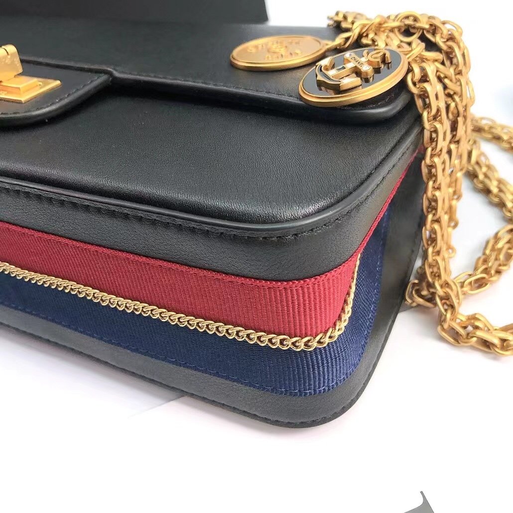 CHLMaroon Medallion Nude Reissue 2.55 Classic 225 Flap Black Bag For Women 24cm/9.4in