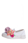 Sophia Webster White Leather Slip-On Floral Accent Sneakers SZ 35