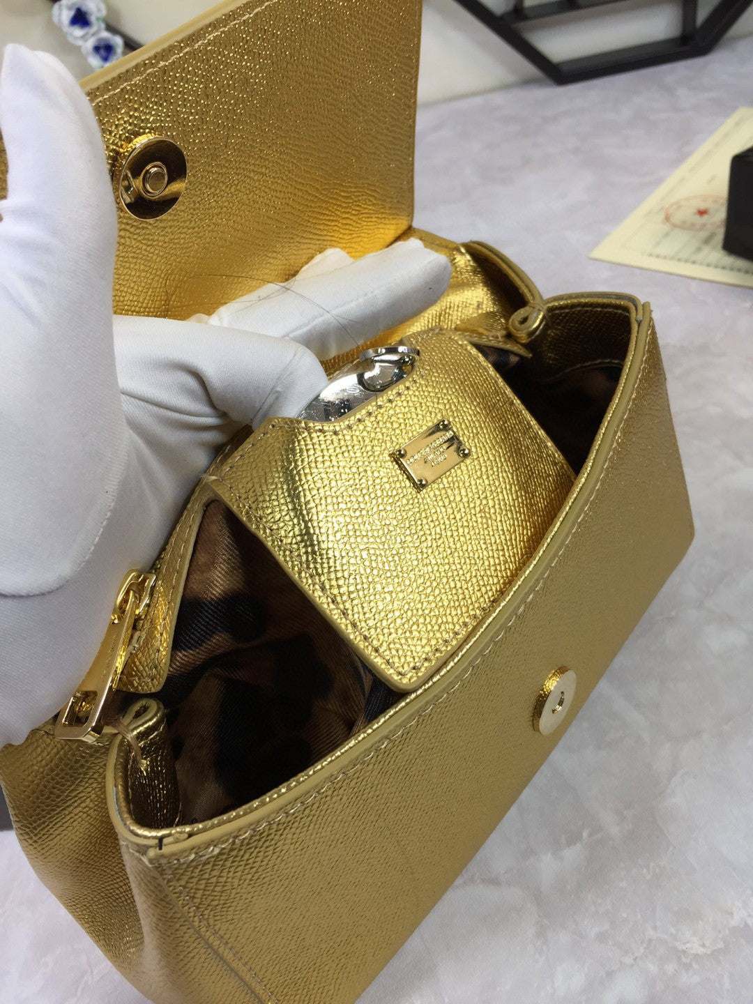 GLAMI MeGLAMIum Sicily Handbag In Dauphine Gold For Women 10.2in/26cm GLAMIÃ‚Â 