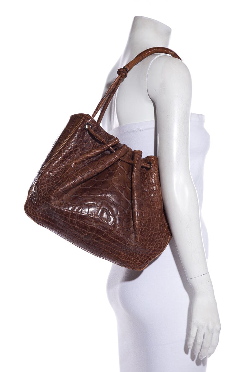 Giorgio Armani Brown 2000's Croc Handbag