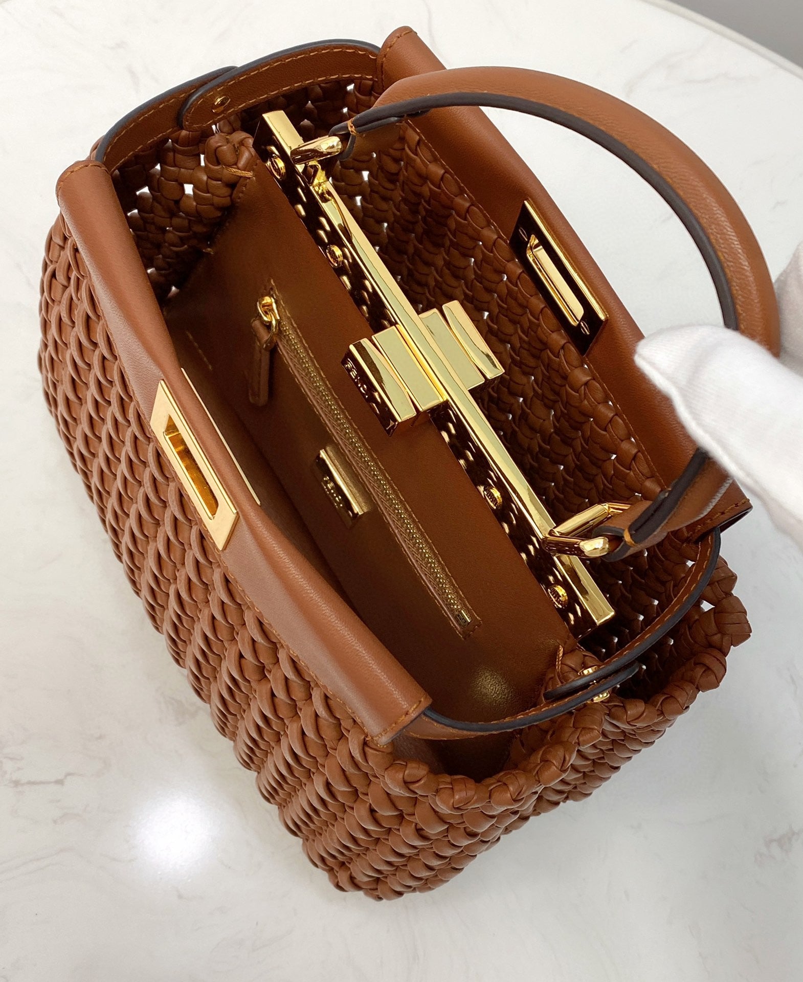 FI GlamI Mini Brown Braided Bag For Woman 18cm/7in