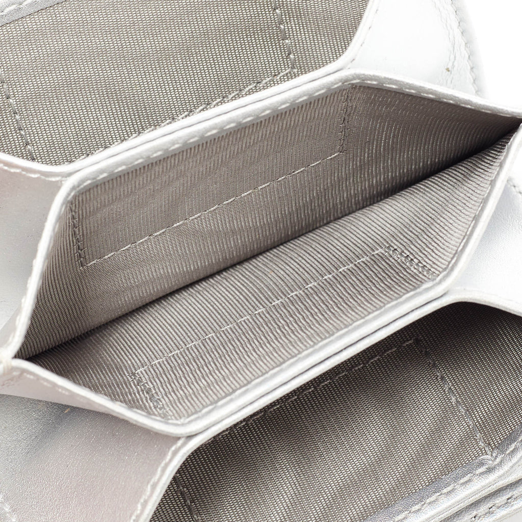 Dior Silver Cannage Leather Lady Dior 5 Gusset Card Holder..