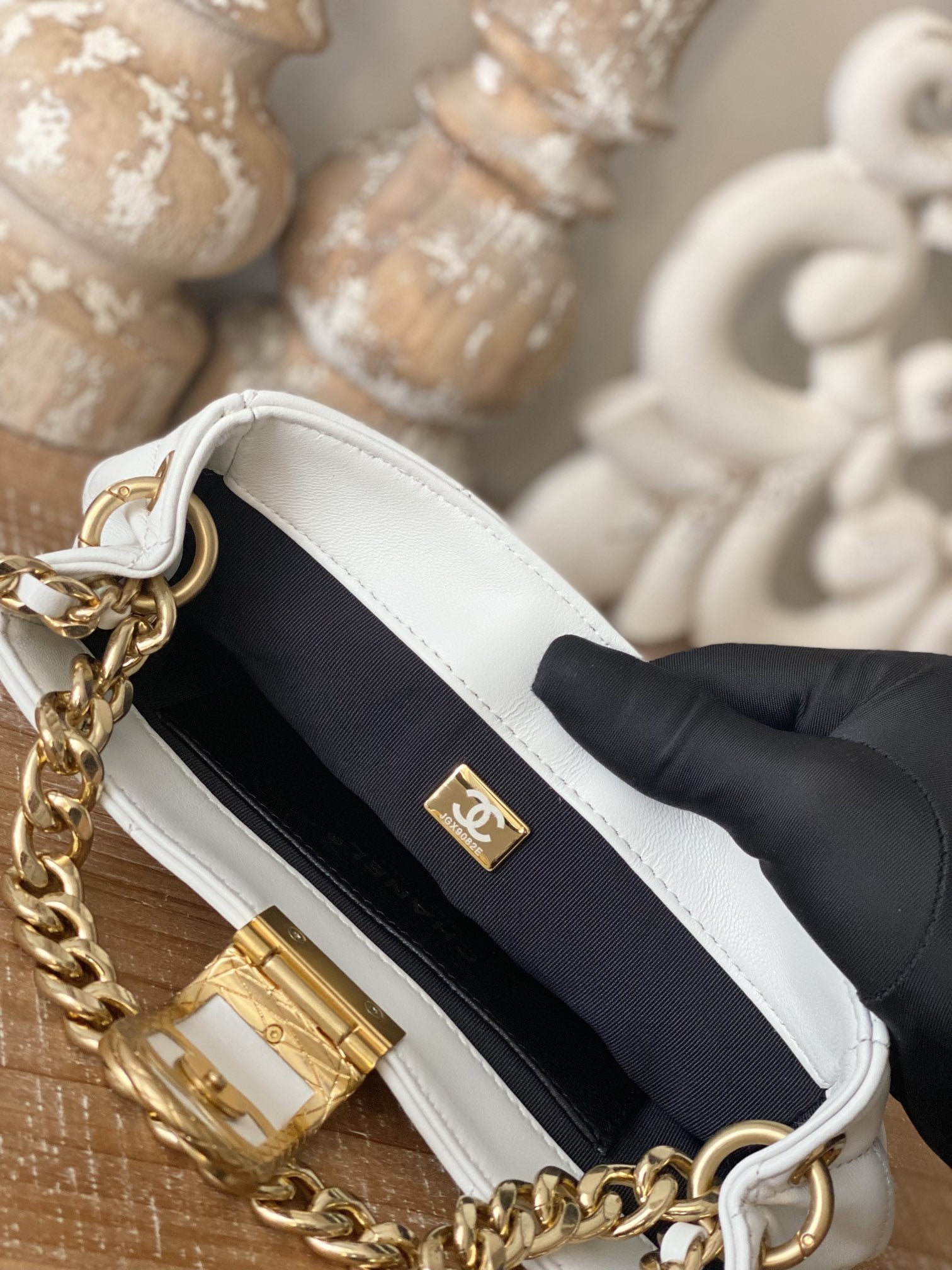 CHLSmall Hobo Bag Gold Hardware White For Women, Women’s Handbags, Shoulder Bags 7.5in/19cm