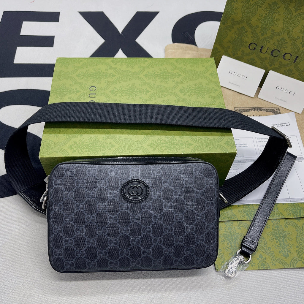 Glami Shoulder Bag With Interlocking G Black Glami Supreme Canvas For WomenÃ‚Â  9.6in/24.5cm Glami 703468 92THF 1000