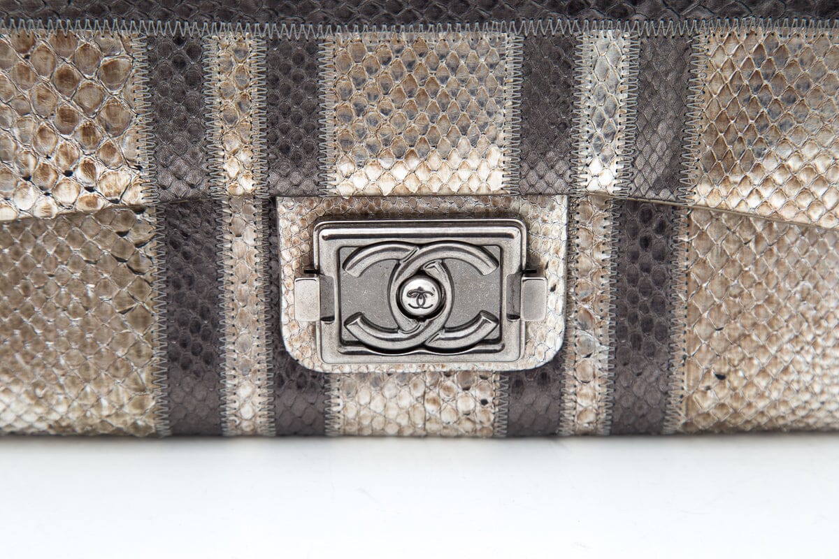 Chanel Gold & Gray Python 2012 Handbag