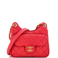 CHANEL Wavy CC Hobo Quilted Caviar Small