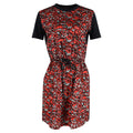 Louis Vuitton Short Sleeve Floral Print Dress in Red/Black Cotton