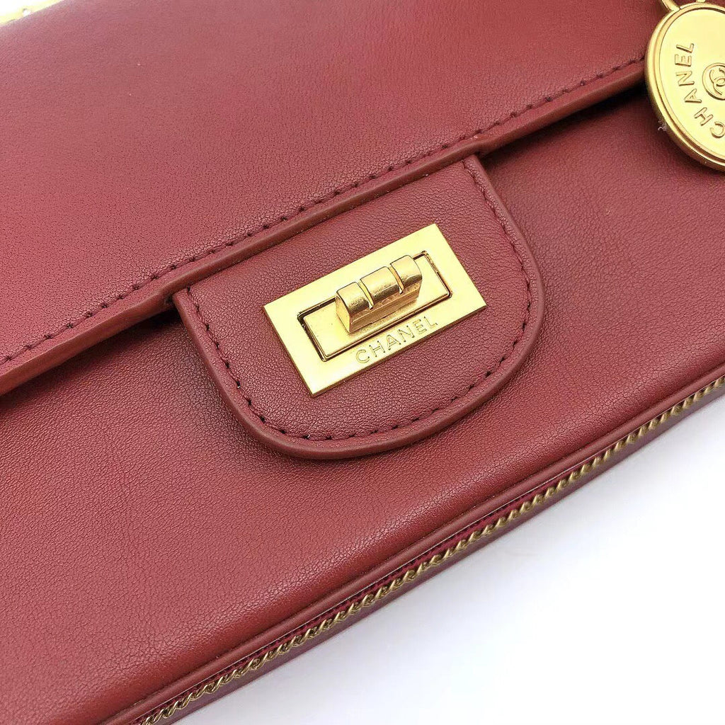 CHLMaroon Medallion Nude Reissue 2.55 Classic 225 Flap Red Bag For Women 24cm/9.4in