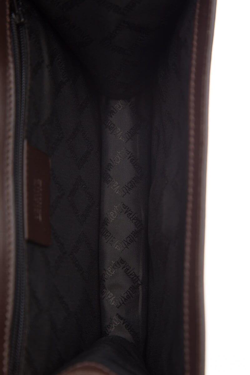Valextra Brown Leather Mini Shoulder Handbag