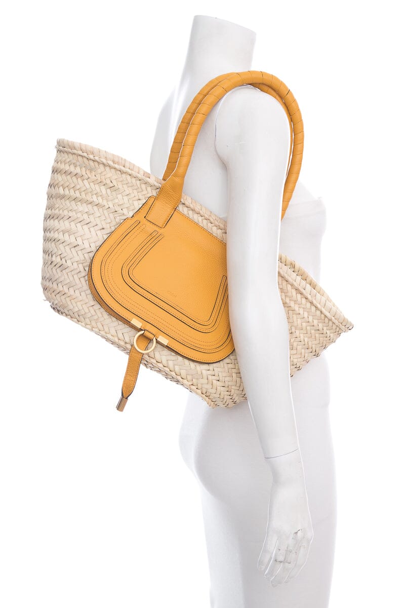 Chloe Marcie Basket Yellow Raffia Handbag
