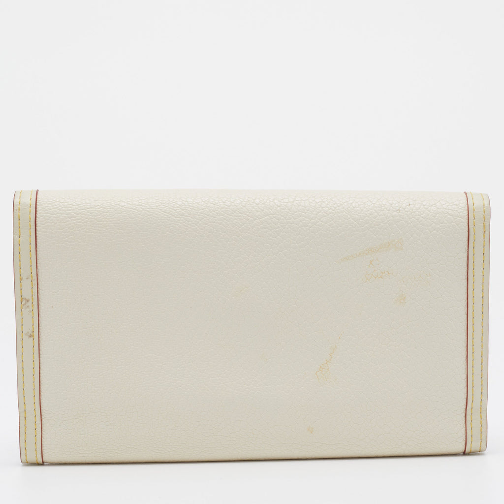Louis Vuitton White Suhali Leather Porte Tresor International Wallet..